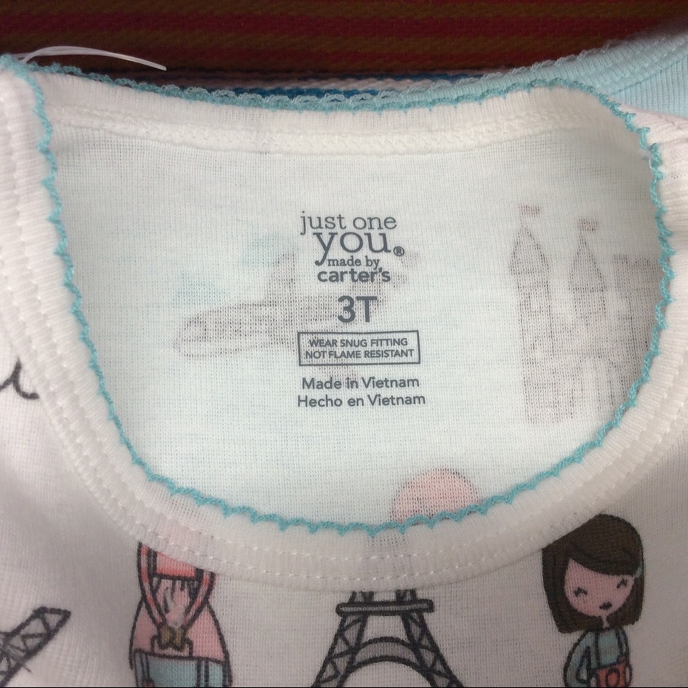CARTER’S 100% COTTON TODDLER GIRL’S PAJAMA TOPS SET OF 2 SIZE: 3 T COLOR: MULTI - Picture 7 of 8